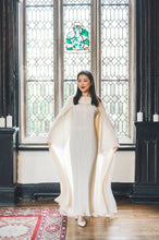 Load image into Gallery viewer, | BRIDAL | PEARL CREAM CAPE WITH MATCHING PLISSE BELL SLEEVE DRESS
