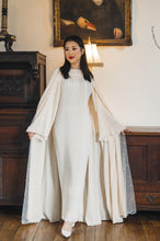 Load image into Gallery viewer, | BRIDAL | PEARL CREAM CAPE WITH MATCHING PLISSE BELL SLEEVE DRESS
