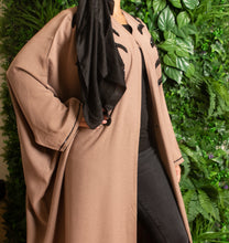 Load image into Gallery viewer, | WARM NUDE BATWING ABAYA WITH BLACK EMBELLISHMENT  |
