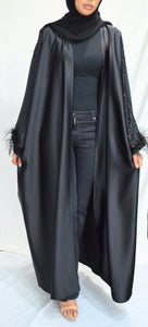 OPEN FEATHER DETAIL NADA ABAYA | BLACK |