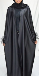 OPEN FEATHER DETAIL NADA ABAYA | BLACK |