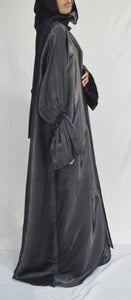 EMBELLISHED CUFF ORGANZA 3 PIECE ABAYA | BLACK |