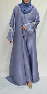 CRYSTAL CUFF ORGANZA 3 PIECE ABAYA | BLUE |