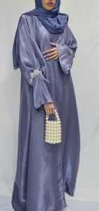 CRYSTAL CUFF ORGANZA 3 PIECE ABAYA | BLUE |