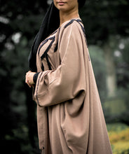 Load image into Gallery viewer, | WARM NUDE BATWING ABAYA WITH BLACK EMBELLISHMENT  |
