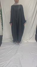 Load and play video in Gallery viewer, OPEN FEATHER DETAIL NADA ABAYA | BLACK |
