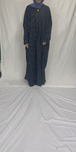 Load and play video in Gallery viewer, HALF AND HALF EMBROIDERED OPEN ABAYA
