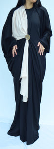 CLOSED TWO-TONE BUTTERFLY ABAYA | BLACK AND NUDE |