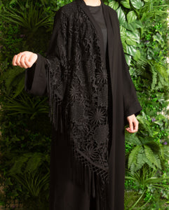 | CROCHET DETAIL OPEN ABAYA |