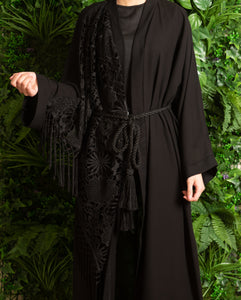 | CROCHET DETAIL OPEN ABAYA |