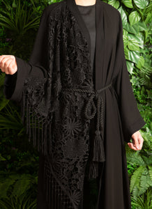 | CROCHET DETAIL OPEN ABAYA |