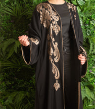 Load image into Gallery viewer, | STRAIGHT CUT ABAYA WITH GOLD EMBROIDERY |
