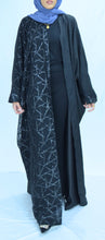 Load image into Gallery viewer, HALF AND HALF EMBROIDERED OPEN ABAYA
