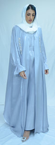 EMBELLISHED ORGANZA 3 PIECE ABAYA | ICE BLUE |