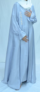 EMBELLISHED ORGANZA 3 PIECE ABAYA | ICE BLUE |