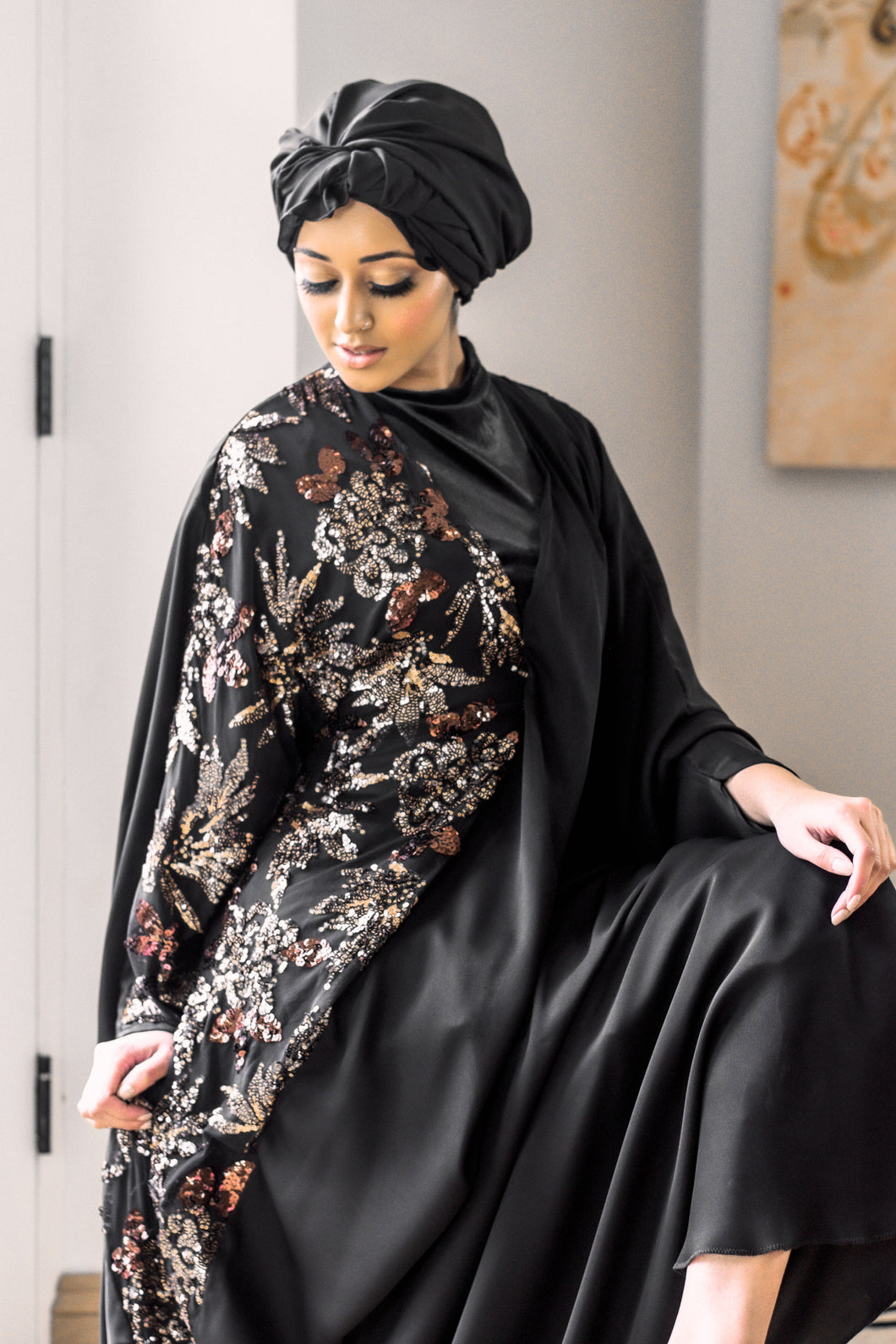 Draped abaya sales